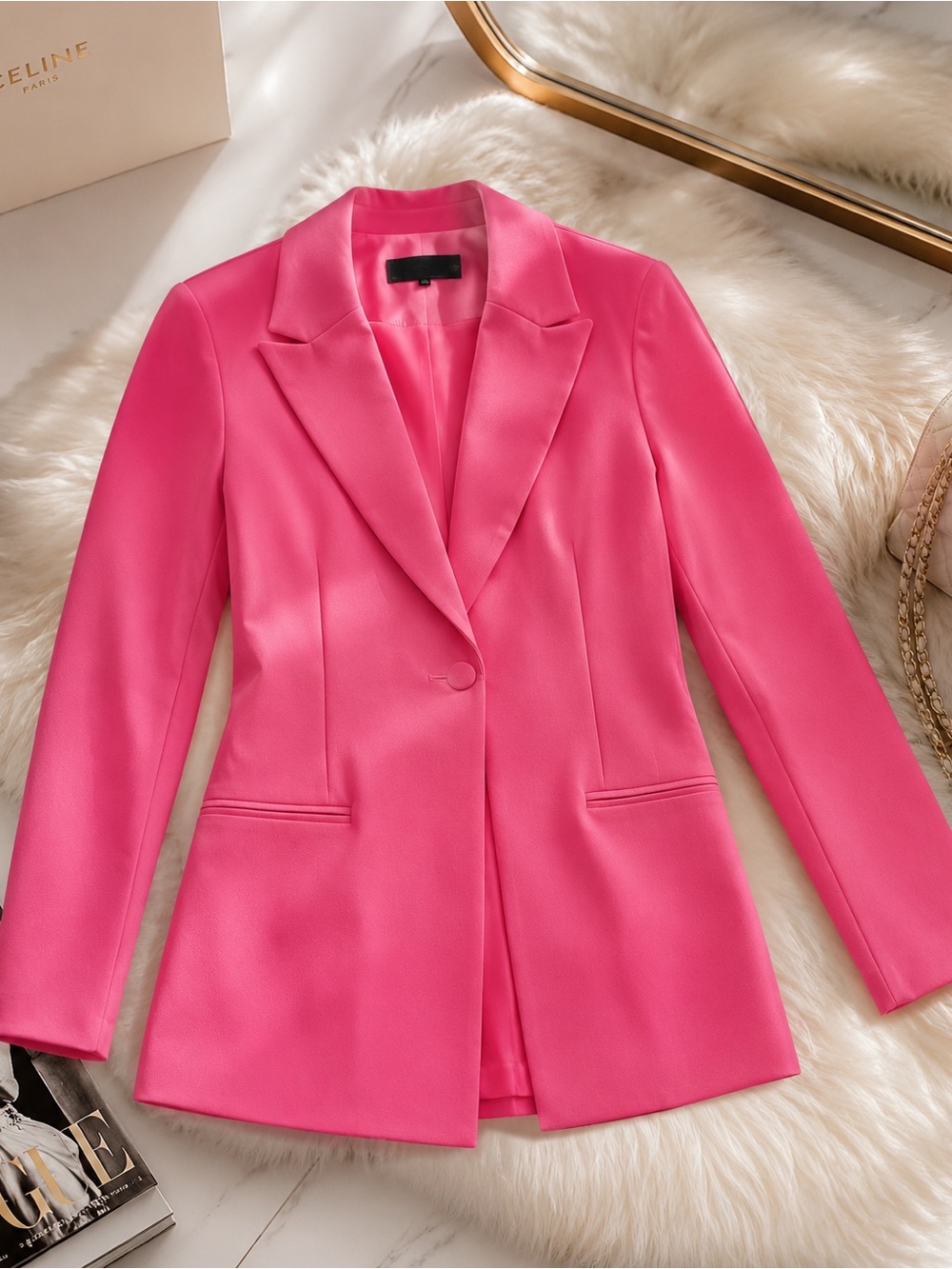 Women's Pink Single-Button Blazer Jacket